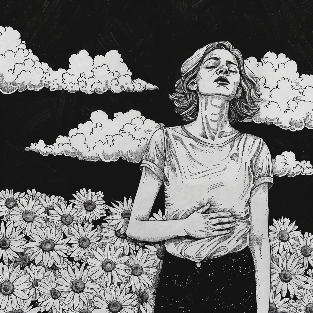 assaelamo_Create_a_black_and_white_drawing_A_woman_with_a_stoma_cdf85297-b97c-4e42-b992-c98e74fba7f01 Nahrungsmittelunverträglichkeiten